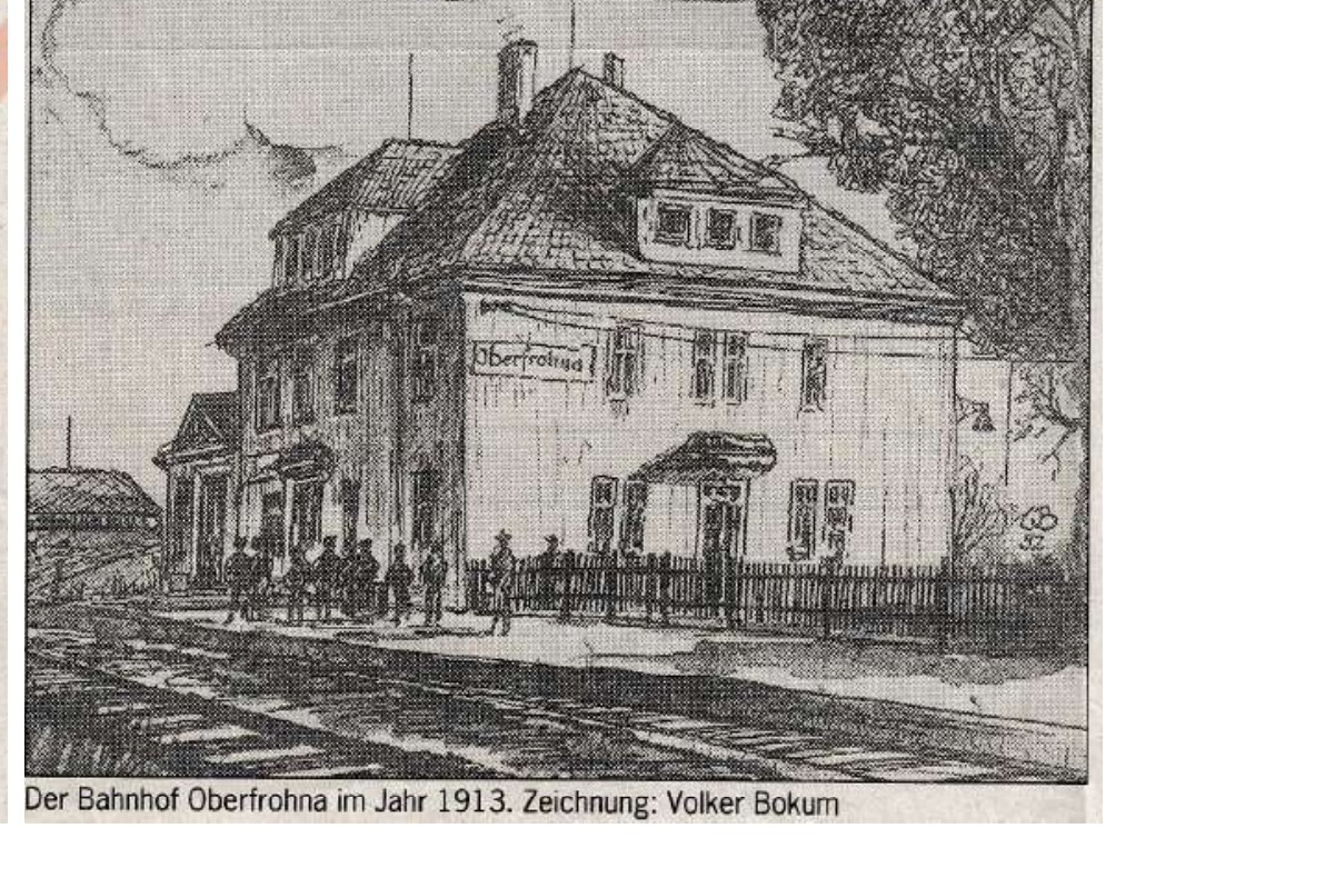 "Der Bahnhof Oberfrohna im Jahr 1913 - Zeichnung: Volker Bokum"