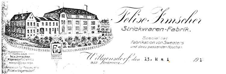 Briefkopf der Strickwaren-Fabrik Felix Irmscher