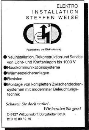 Werbeflyer Elektroinstallation Steffen Weise