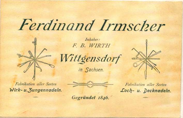Visitenkarte von Ferdinand Irmscher
