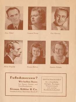 Ensemblefotos der Volksoper Dresden, u.a. Irmgard Meinig
