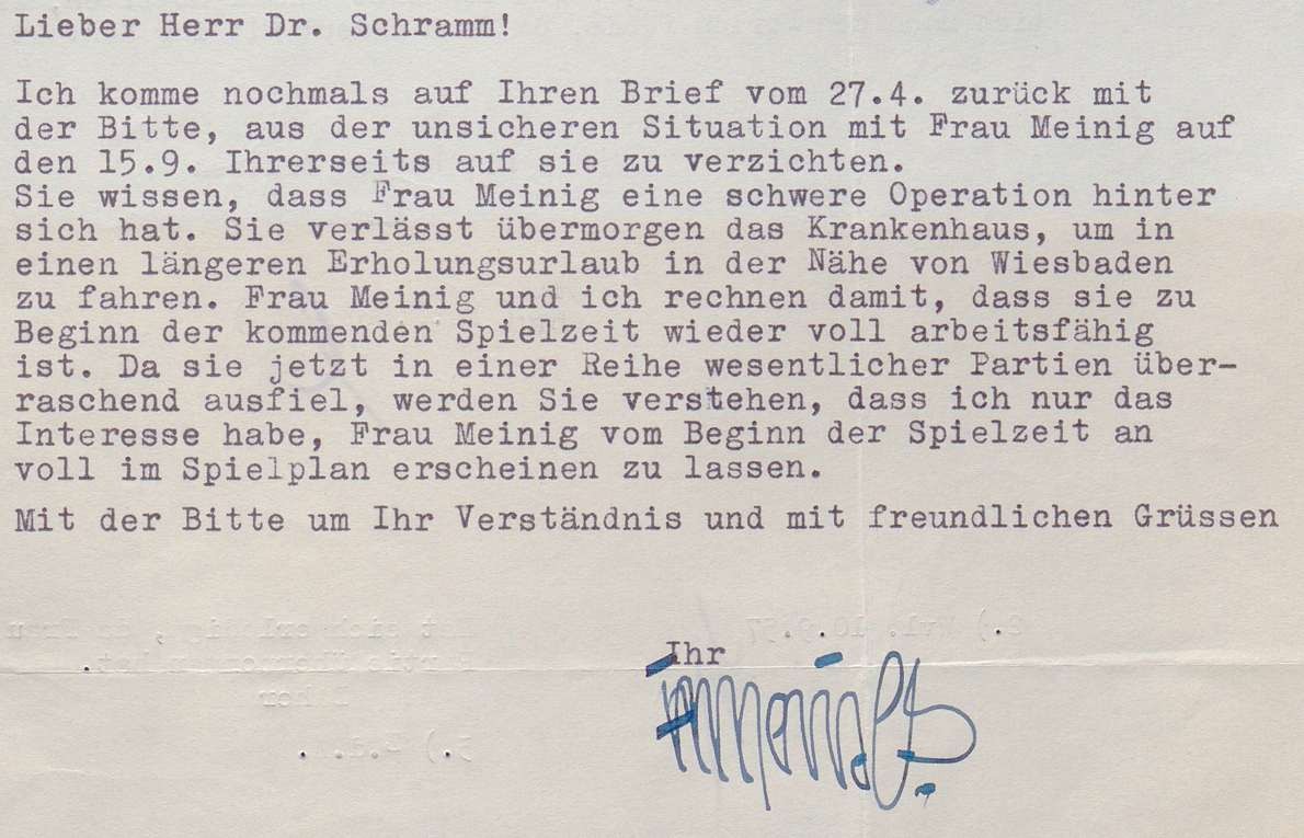 Schreiben Herbert Maisch (Köln) an Dr. Friedrich Schramm, 1. Juni 1957