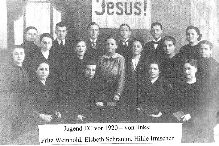 Jugend EC vor 1920 – von links: Fritz Weinhold, Elsbeth Schramm, Hilde Irmscher