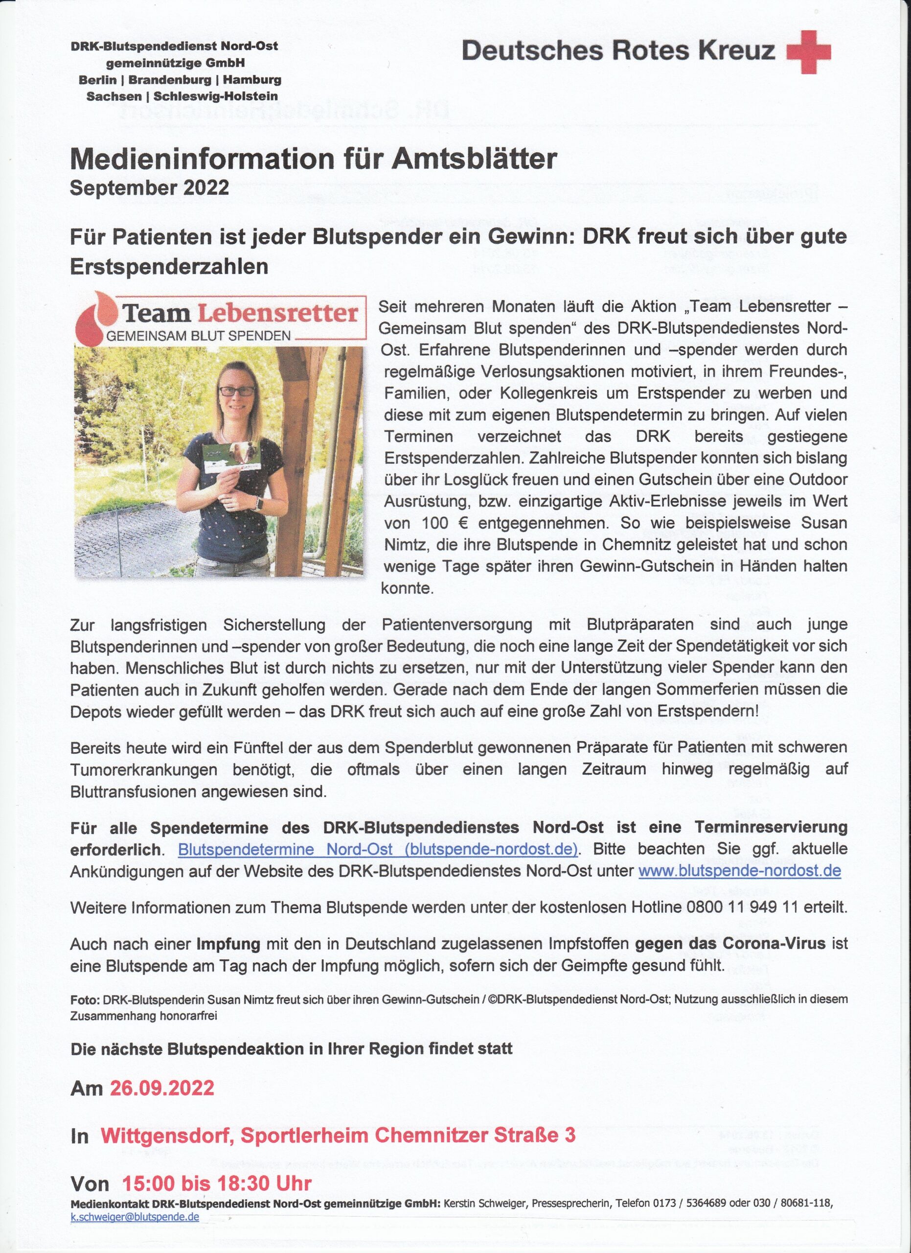 Blutspende 26.09.2022